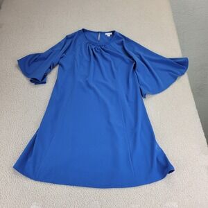 J. Jill for Christian Siriano Blue Sea Split Sleeve Dress SIZE LARGE Petite
